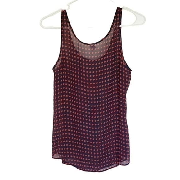 1182 * Old Navy Polka Dot Sheer Tank Navy Blue Red Size S - Picture 2 of 6